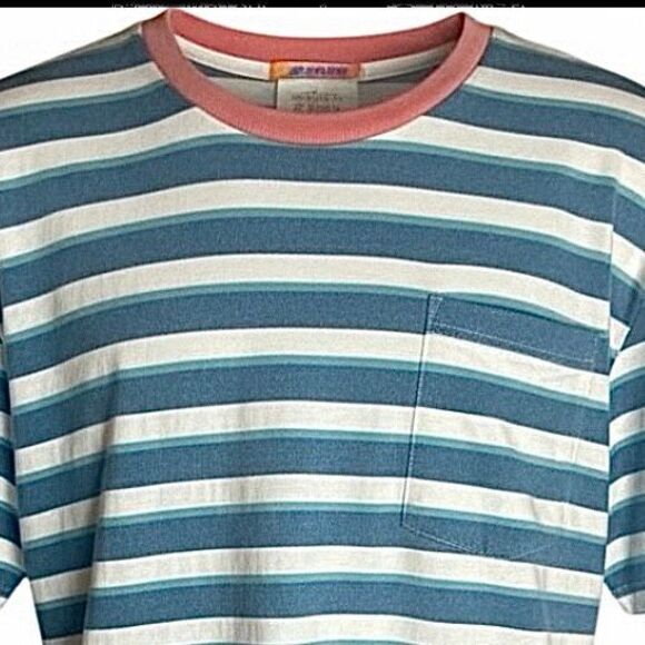 Scotch & Soda Striped T-Shirt Men’s Large Blue White Red Crewneck Cotton Blend - Picture 2 of 5